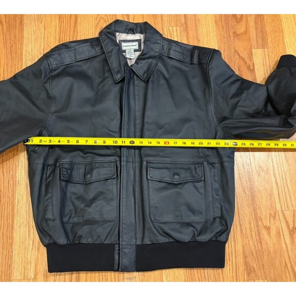 SCANDIA WOODS Leather Jacket Mens Size Large Black Bomber Motorcyle Fully Lined - Picture 4 of 12